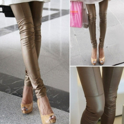 Bronzed Faux Patchwork Leggings